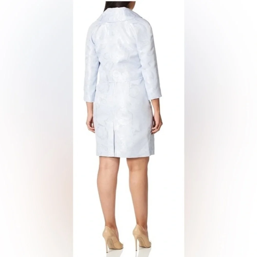 TAHARI ASL Jacquard Silver Blue Sleeveless Dress and Blazer Jacket-Size 10 NWT‎ - Picture 2 of 11